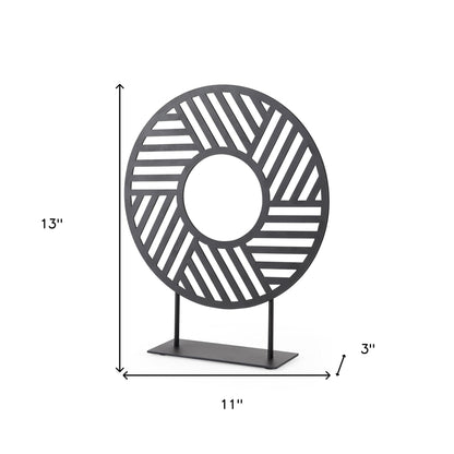 Black Metal Round Geometric Sculpture