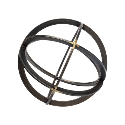 9" Black Metal Round Tabletop Sculpture