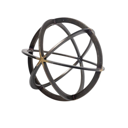 9" Black Metal Round Tabletop Sculpture