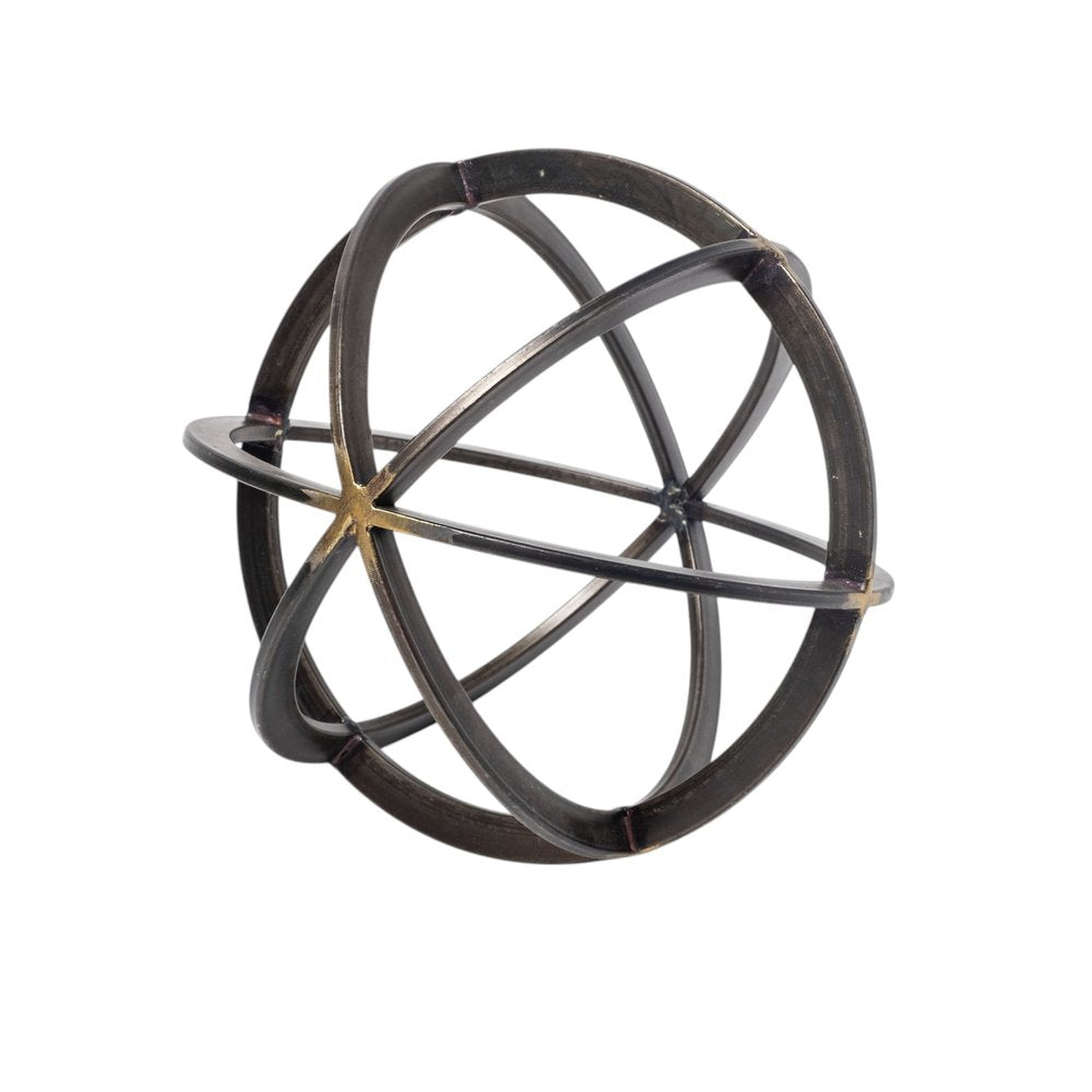 9" Black Metal Round Tabletop Sculpture
