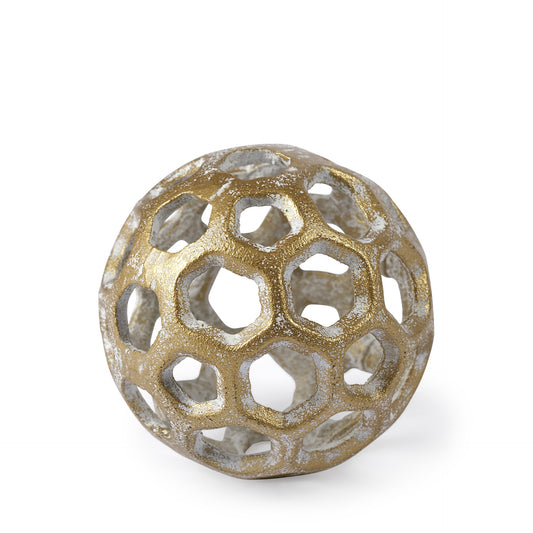 3" Gold Metal Decorative Orb Tabletop Sculpture