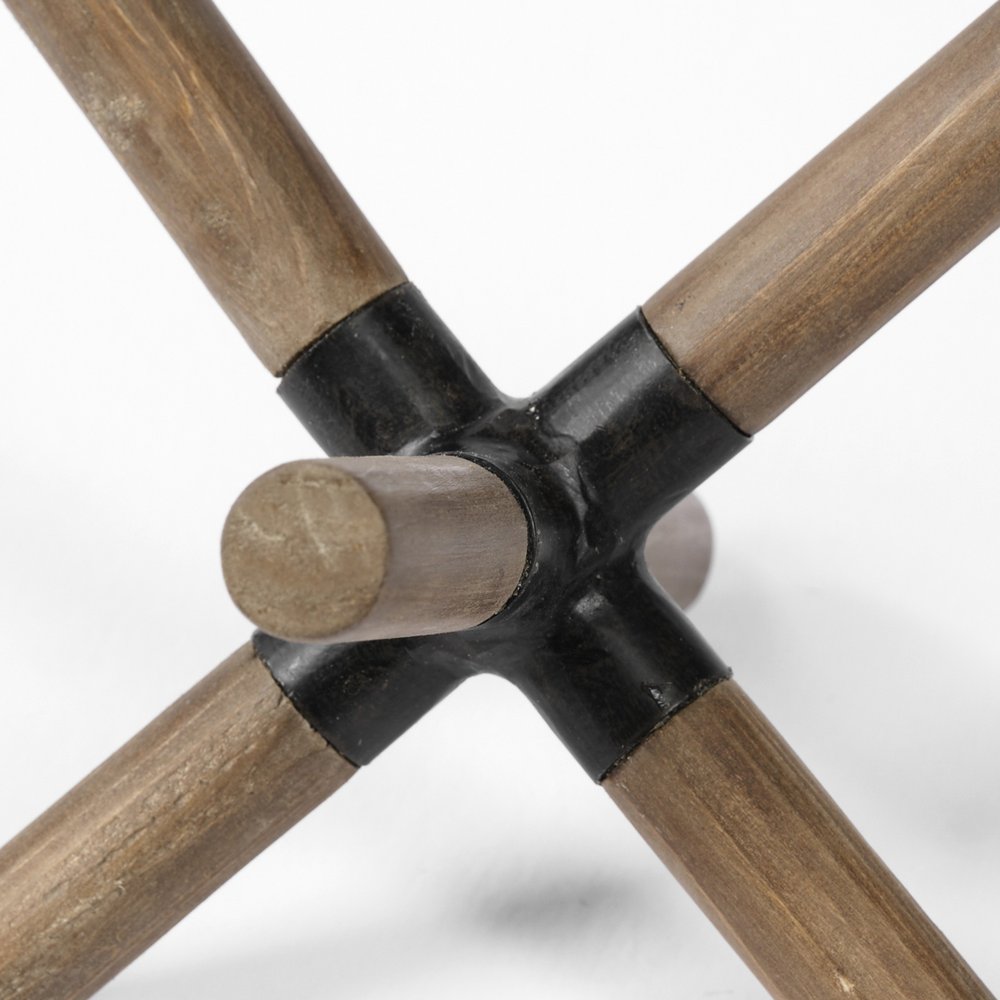 5" Brown Metal And Wood Modern Abstract Tabletop Sculpture