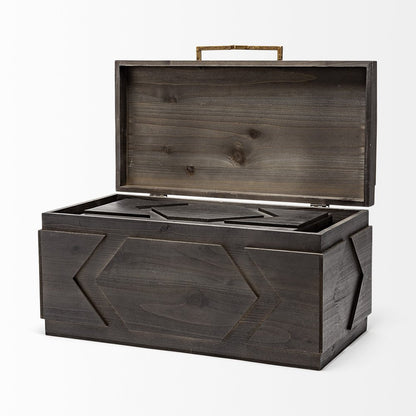 Set of Two Modern Rustic Brown Solid Wood Boxes
