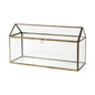 16" Clear And Gold Glass And Metal Terrarium House Organizing Box