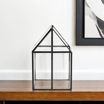 8" Black Glass Desk Organizer