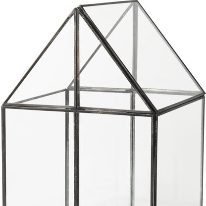 10" Black And Clear Glass And Metal Box