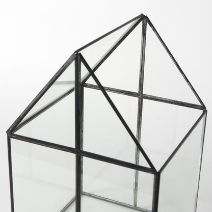 10" Black And Clear Glass And Metal Box