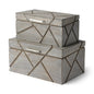 11" Gray Solid Wood Box With Lid