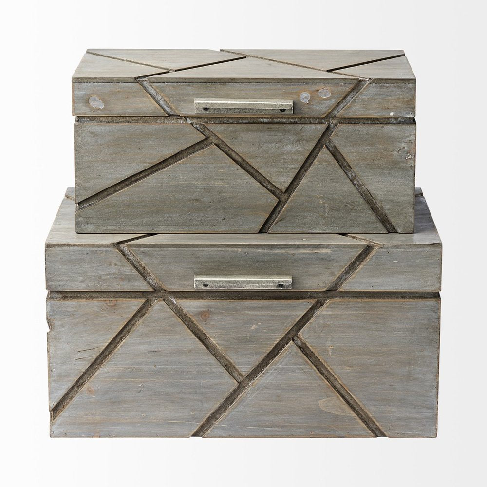 11" Gray Solid Wood Desk Organizer
