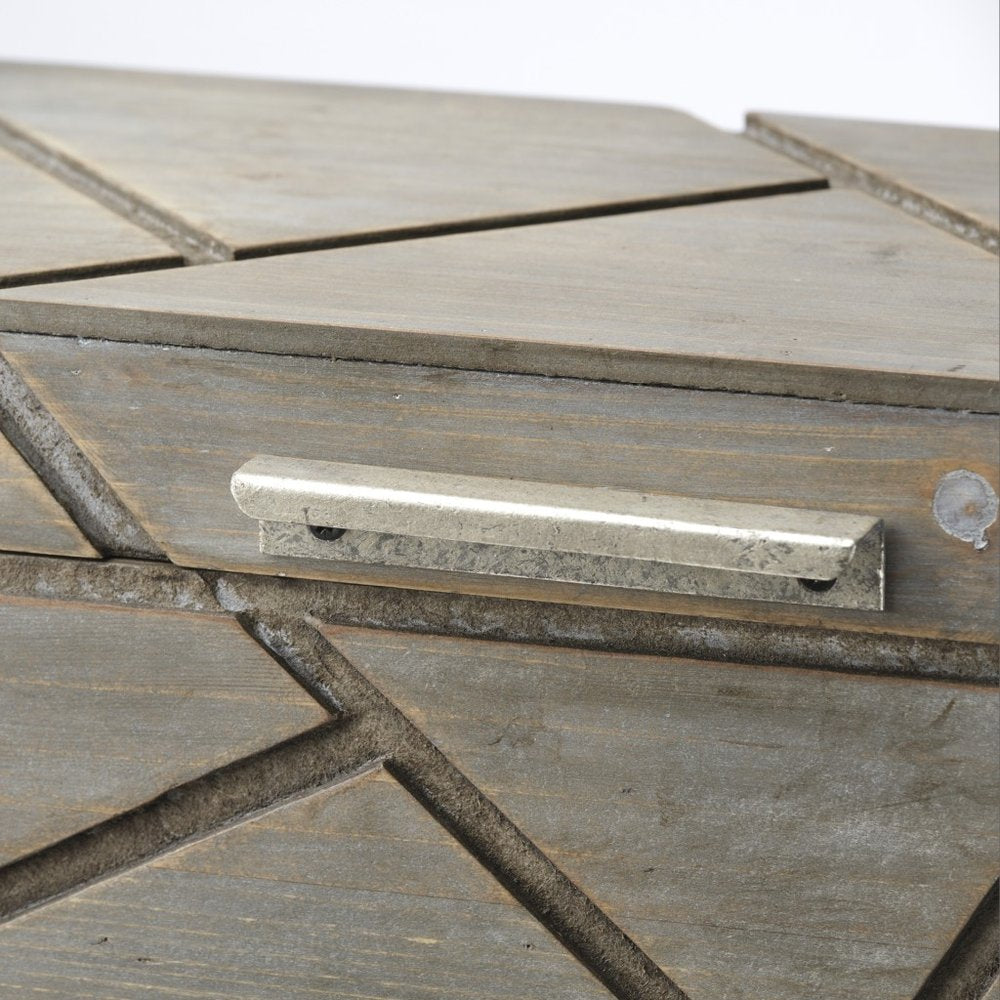 11" Gray Solid Wood Box With Lid