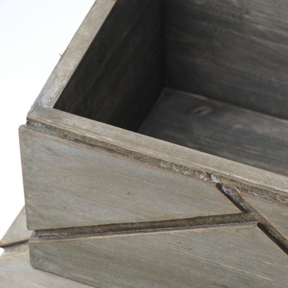 11" Gray Solid Wood Desk Organizer