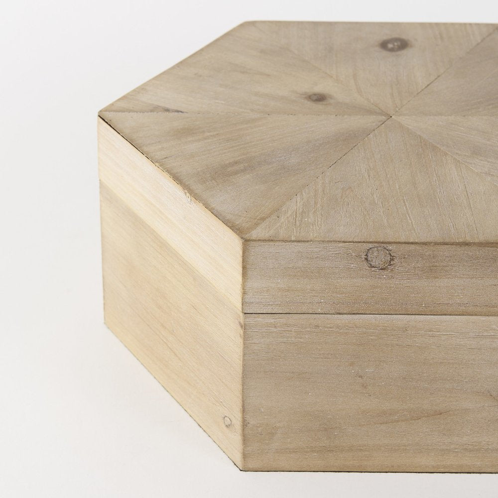 Set of Two Natural Solid Wood Box With Lid
