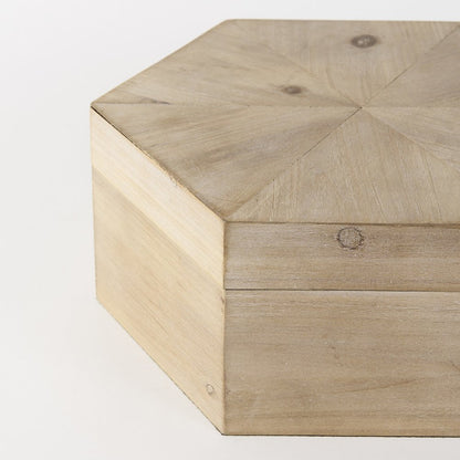 Set of Two Natural Solid Wood Box With Lid
