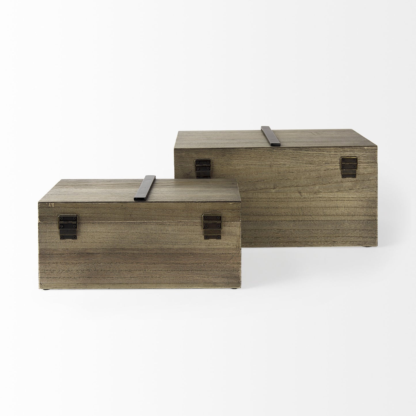 Set of Two 12" Brown Solid Wood Desk Organizer