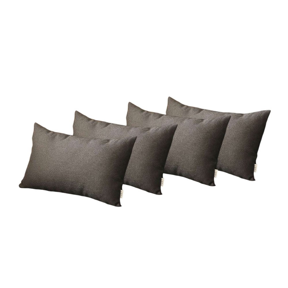 Set Of 4 Black Jacquard Lumbar Pillow Covers
