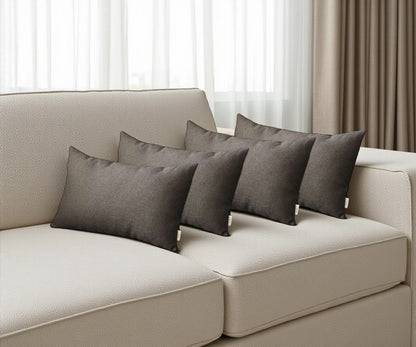 Set Of 4 Black Jacquard Lumbar Pillow Covers