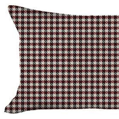 Set Of 4 Red Houndstooth Lumbar Pillow Covers