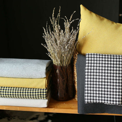 Set Of 4 Yellow And Black Houndstooth Pillow Covers