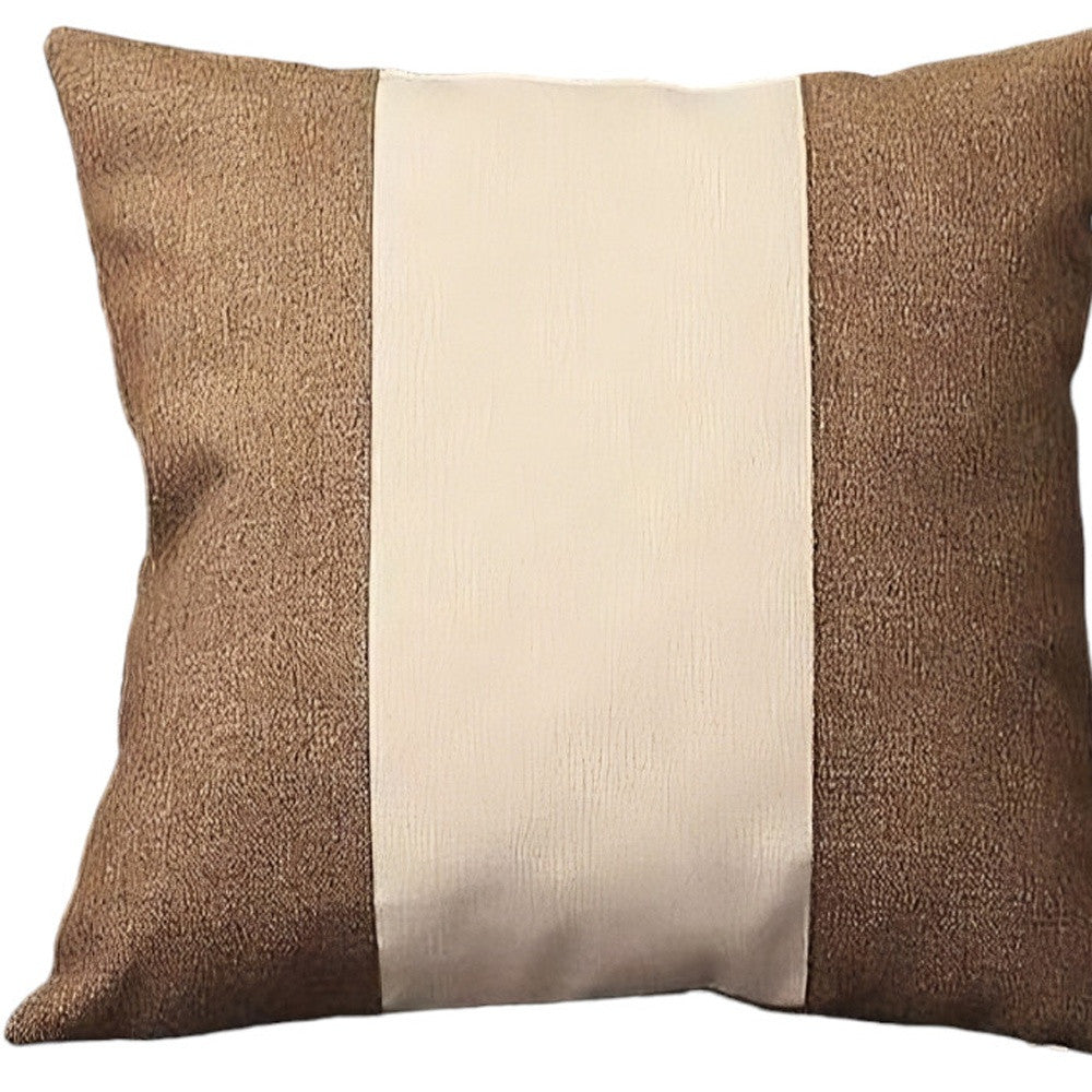 Set of Four Brown and Ivory Throw Pillow Covers