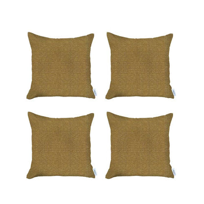 Set Of 4 Yellow Textured Pillow Covers