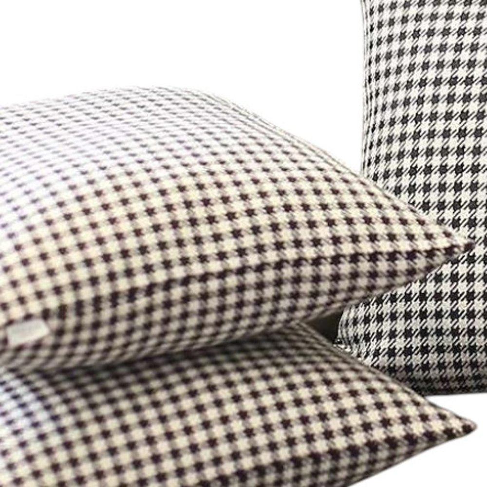 Set of Four Black And White Houndstooth Fabric Throw Pillow Covers