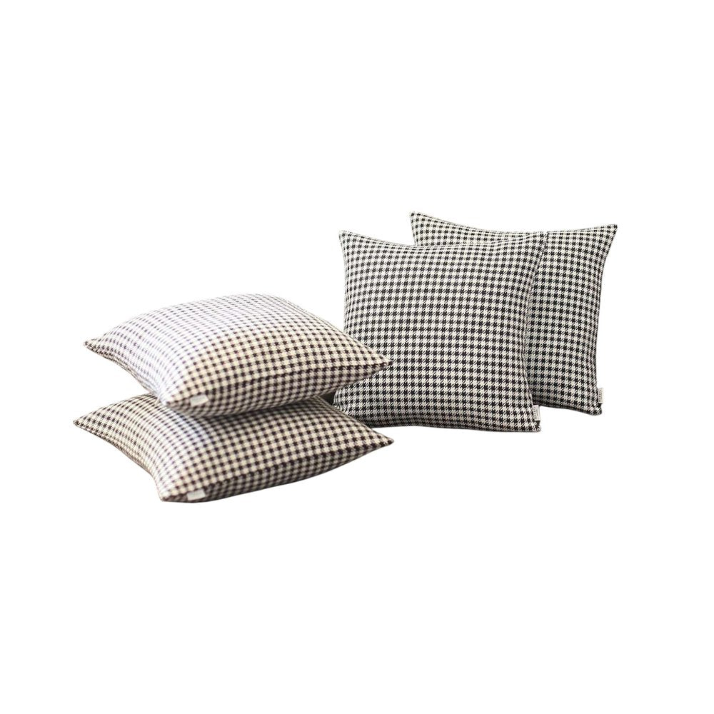 Set of Four Black And White Houndstooth Fabric Throw Pillow Covers