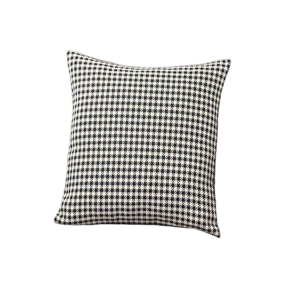 Set of Four Black And White Houndstooth Fabric Throw Pillow Covers