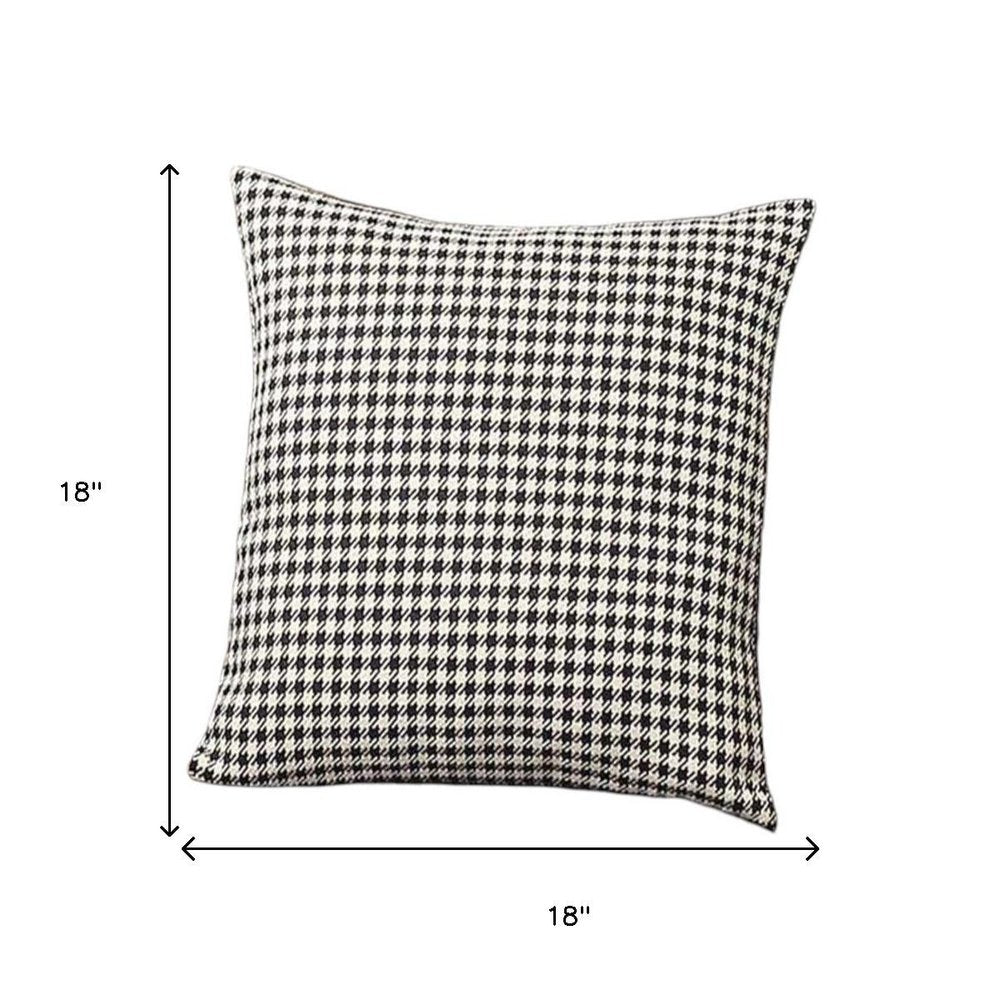 Set of Four Black And White Houndstooth Fabric Throw Pillow Covers