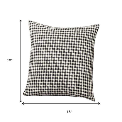 Set of Four Black And White Houndstooth Fabric Throw Pillow Covers