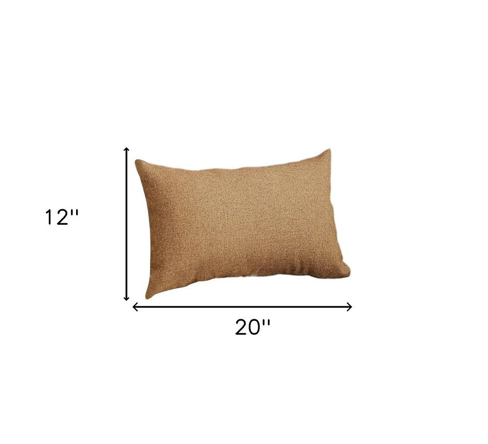 Set of Two 12" X 20" Tan Fabric Lumbar Throw Pillow Covers