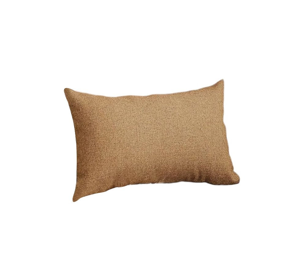 Set of Two 12" X 20" Tan Fabric Lumbar Throw Pillow Covers
