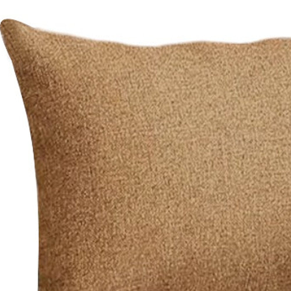Set of Two 12" X 20" Tan Fabric Lumbar Throw Pillow Covers