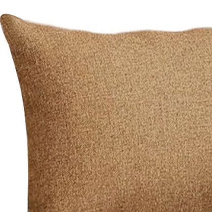 Set of Two 12" X 20" Tan Fabric Lumbar Throw Pillow Covers