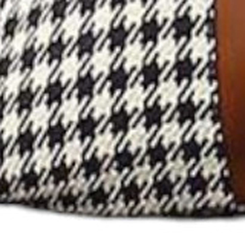 Set of Two Black Brown and Off White Houndstooth Throw Pillow Covers