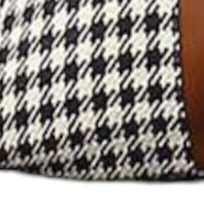 Set of Two Black Brown and Off White Houndstooth Throw Pillow Covers