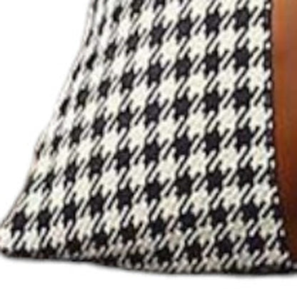 Set of Two Black Brown and Off White Houndstooth Throw Pillow Covers