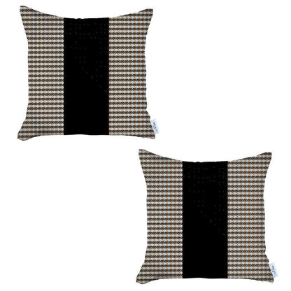 Set Of 2 Tan Houndstooth Pillow Covers