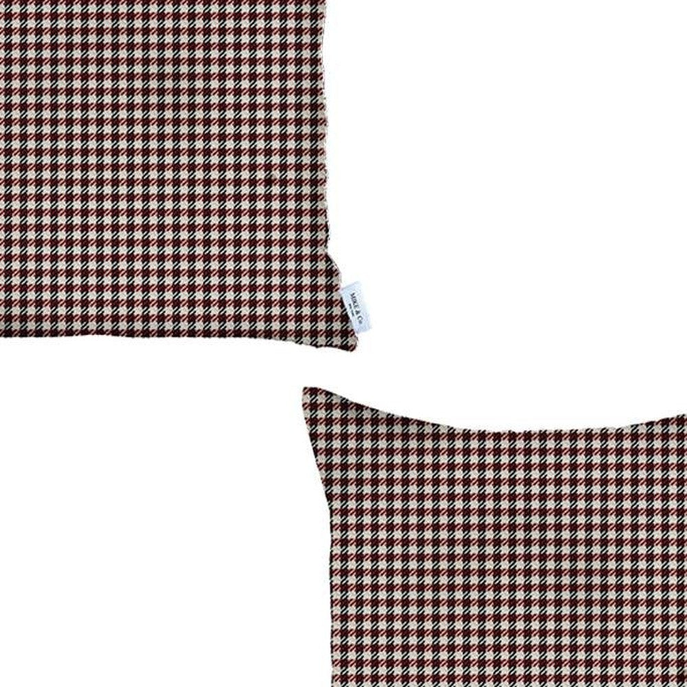 Set Of 2 Red Houndstooth Pillow Covers