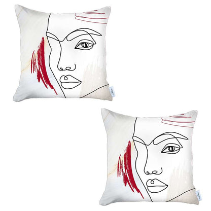 Set Of 2 Ivory Printed Boho Chic Pillow Covers