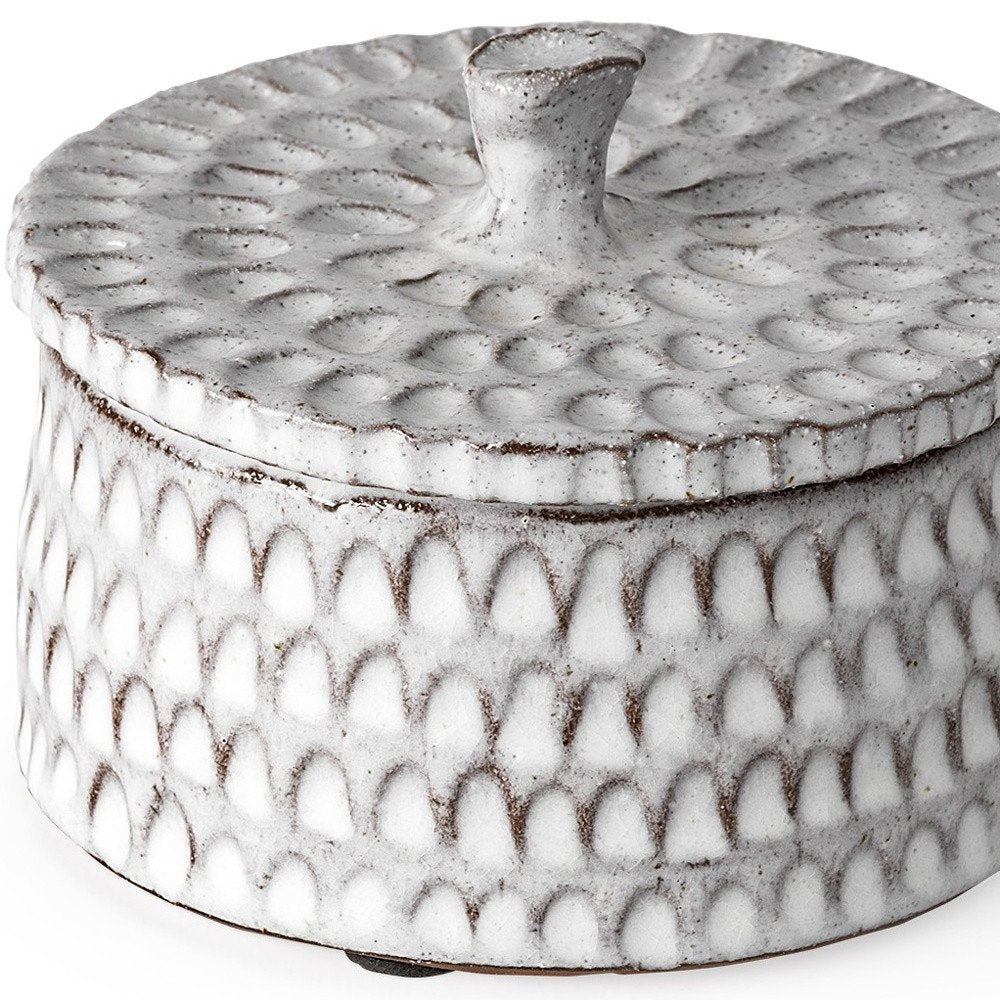 4" Gray Ceramic Hand Painted Decorative Keepsake Box