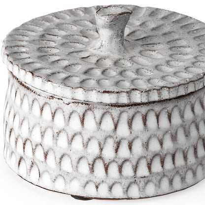 4" Gray Ceramic Hand Painted Decorative Keepsake Box