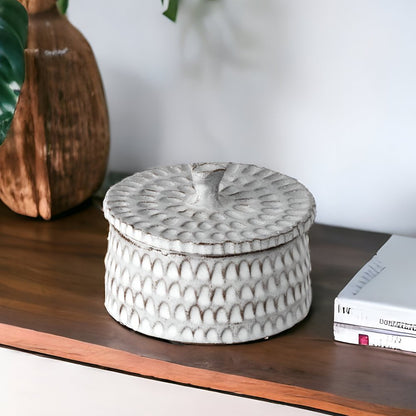 4" Gray Ceramic Hand Painted Decorative Keepsake Box