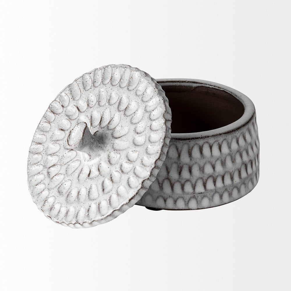 4" Gray Ceramic Hand Painted Decorative Keepsake Box