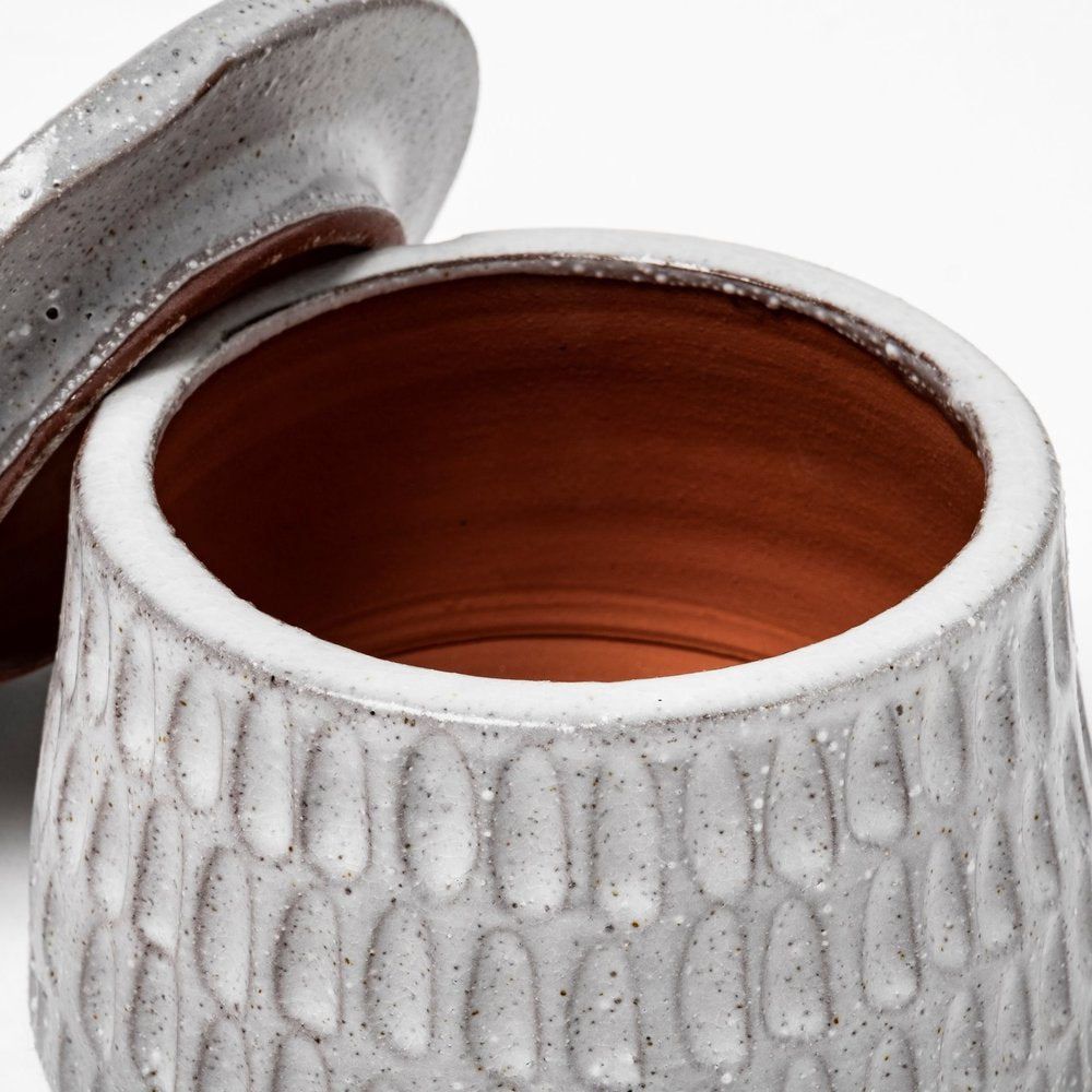 5" Gray Ceramic Box With Lid