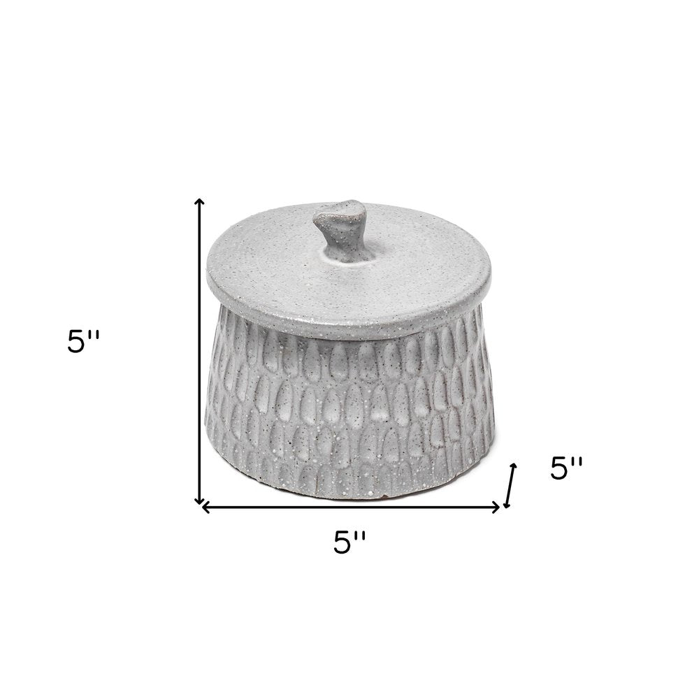 5" Gray Ceramic Box With Lid