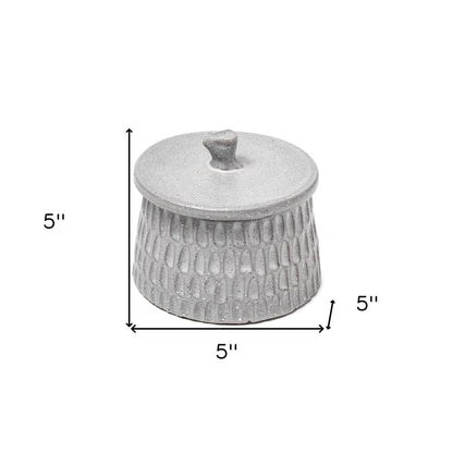 5" Gray Ceramic Box With Lid