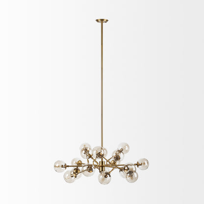 Gold Metal Eighteen Bulb Hanging Chandelier