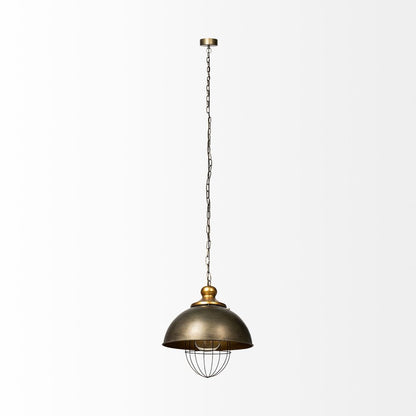 Rustic Gold Tone Metal Dome Hanging Light