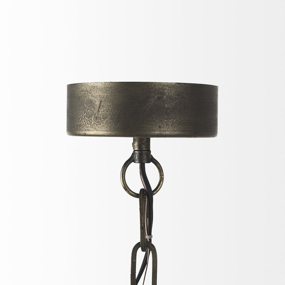 Antiqued Black Metal Hanging Industrial Caged Pendent Light