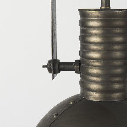 Antiqued Black Metal Hanging Industrial Caged Pendent Light